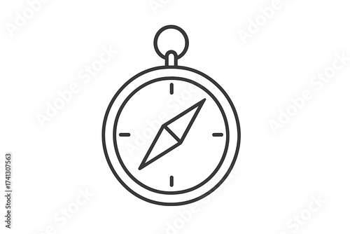 Thin line compass icon vector, travel navigation and localization object illustration with transparent background, minimalist design for maps and direction finding