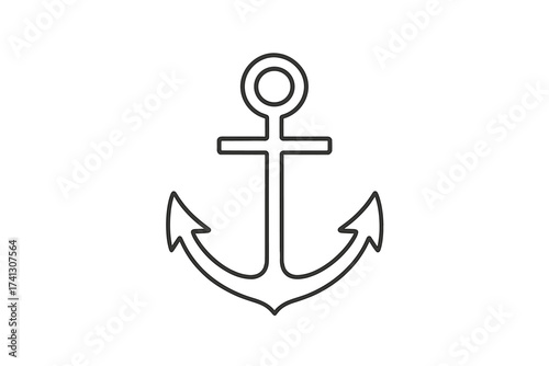 Thin outline anchor icon, minimal marine nautical vector illustration with transparent background, maritime sea symbol, maritime anchor silhouette, ocean and sailing design