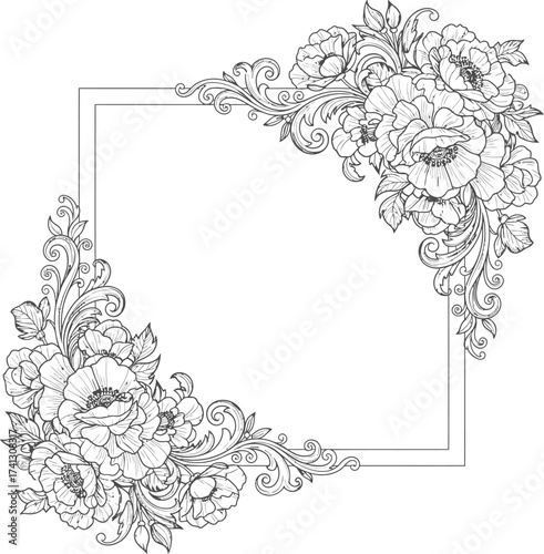 Floral Background or Wallpaper: Tender Flowers & Leaves - Botanical Foliage for Wedding & Wall Art Vector

