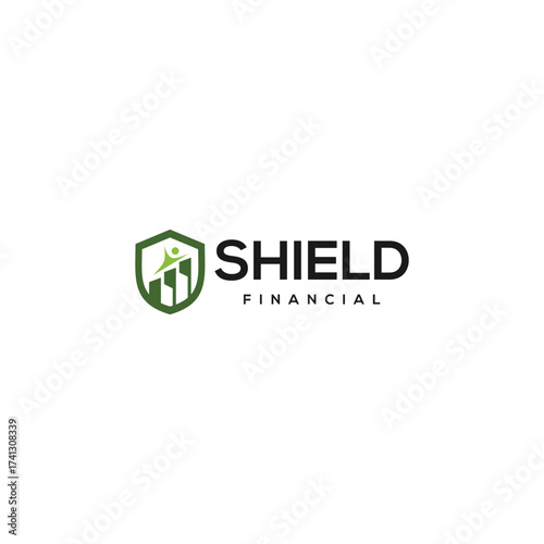 Finance logo with shield and growth arrow, perfect for investment, banking, and financial protection themes, etc.
