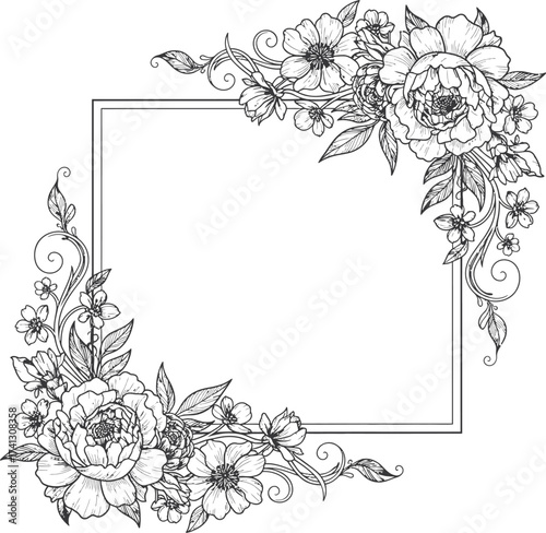 Floral Background or Wallpaper: Tender Flowers & Leaves - Botanical Foliage for Wedding & Wall Art Vector

