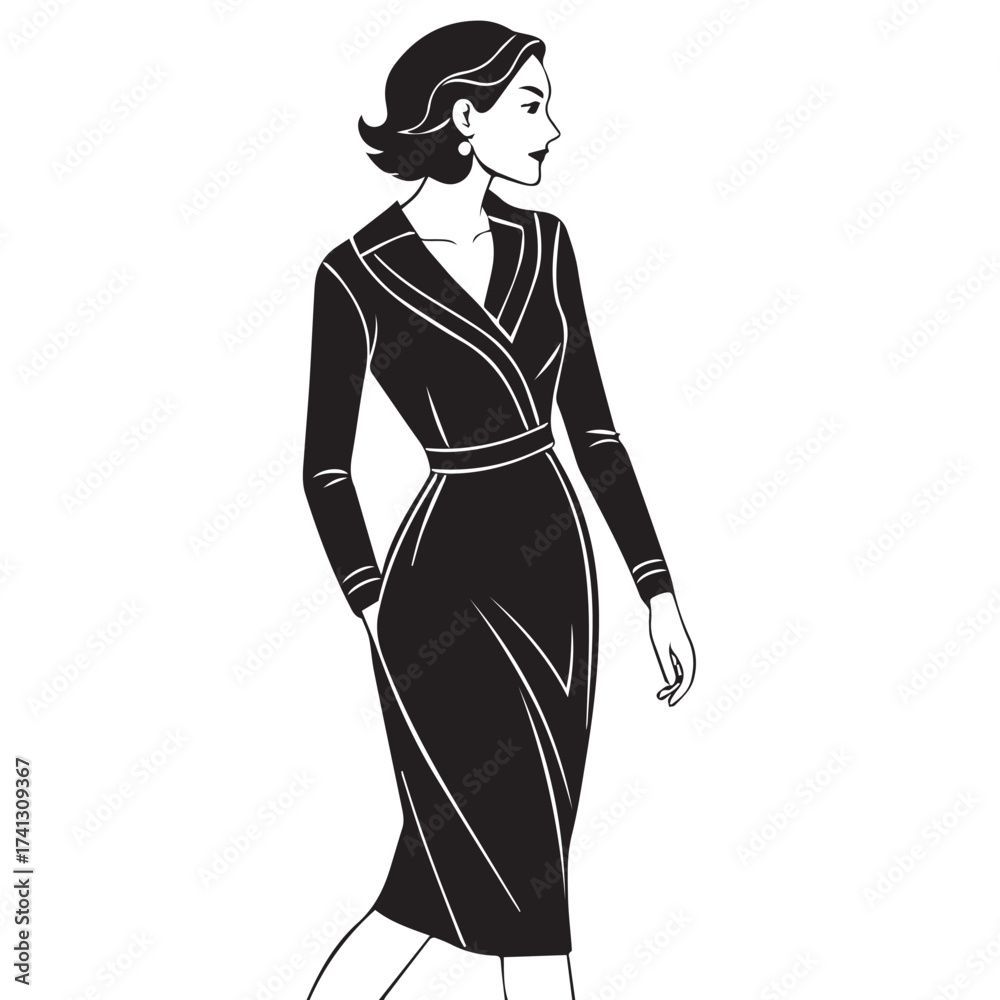 Fototapeta premium fashion model in black dress