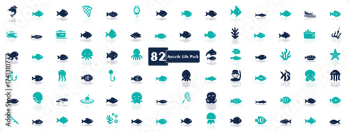 Vector Sea Creatures and Aquatic Life Design Elements.