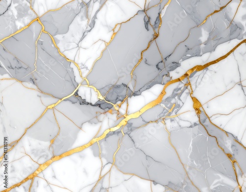 Gray and white marble with gold veins