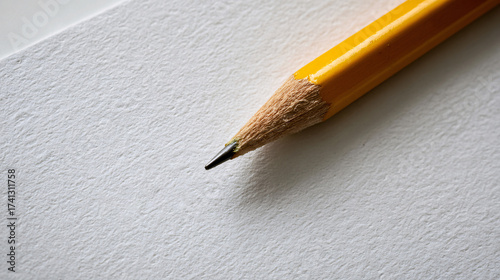 Wallpaper Mural extreme close up of a sharp yellow pencil tip on textured white drawing paper Torontodigital.ca