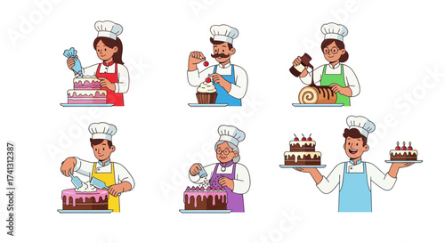 Diverse Bakers Decorating and Presenting Delicious Cakes and Pastries.