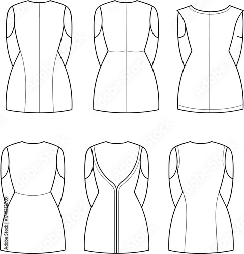 Women’s dress top CAD vector, sleeveless fashion flat sketch, technical clothing template, apparel design outline for fashion designers