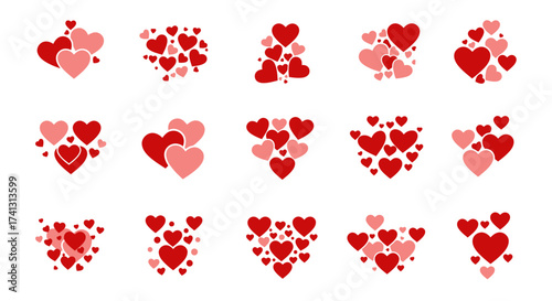 Romantic Red and Pink Heart Collection – Flat Love Icons and Valentine Elements