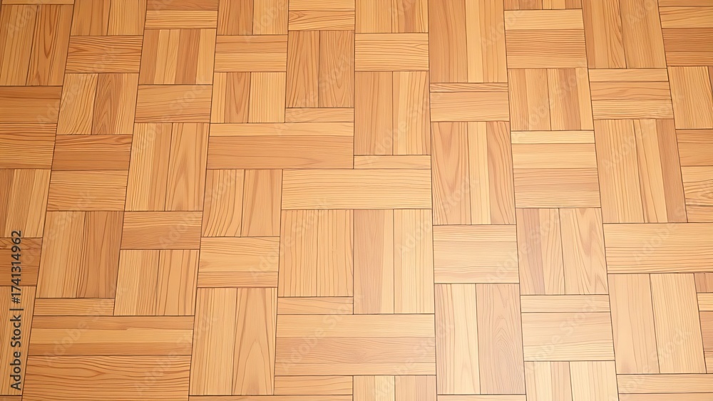 Naklejka premium Natural wooden parquet floor showing geometric pattern detail.