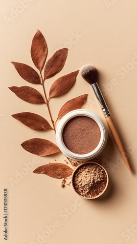 Wallpaper Mural Natural Brown Eyeshadow & Makeup Brush Mockup Earthy Beauty Product Torontodigital.ca