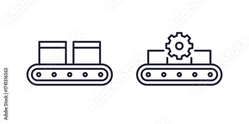 conveyer belt line icons on white