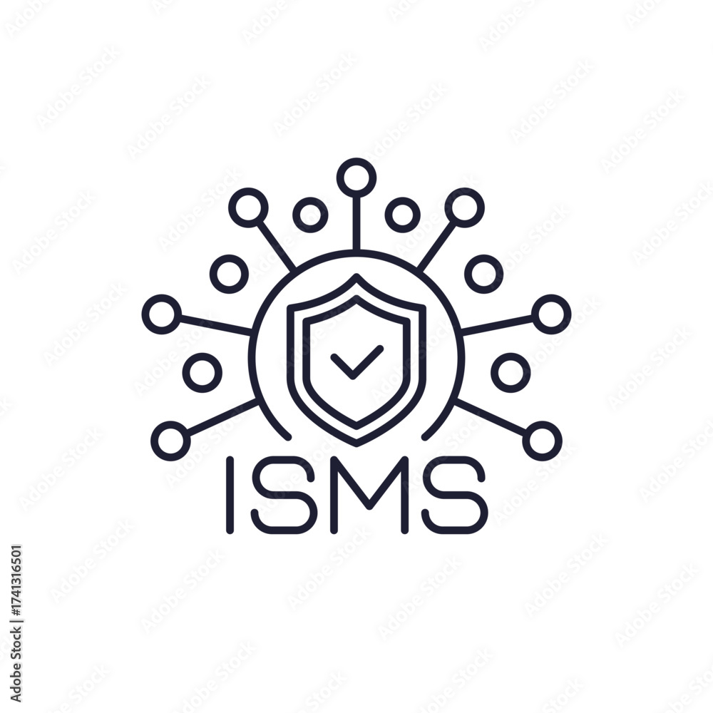Obraz premium ISMS line icon, Information security management system vector