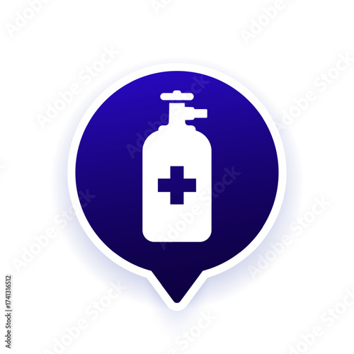 medical oxygen tank icon, vector solid design