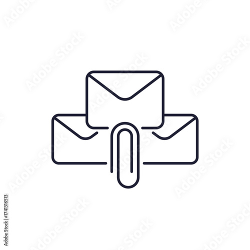 mail with attachments line icon on white