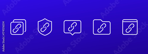 link icons, copy url, hyperlink and secure attachment line vector design