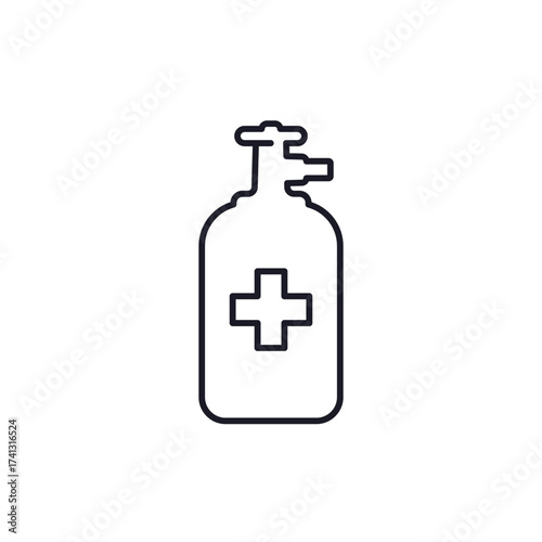medical oxygen tank line icon on white