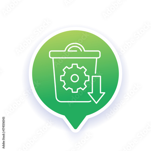 reduce waste line icon with trash bin, waste reduction design