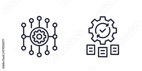 system and framework line icons on white