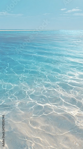 Wallpaper Mural serene clear blue turquoise water texture over white sand beach with sunlight reflections Torontodigital.ca