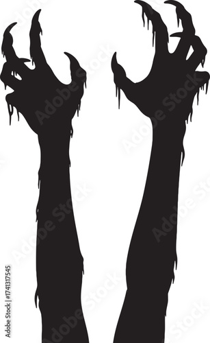 Creepy Zombie Monster Hands Silhouette.