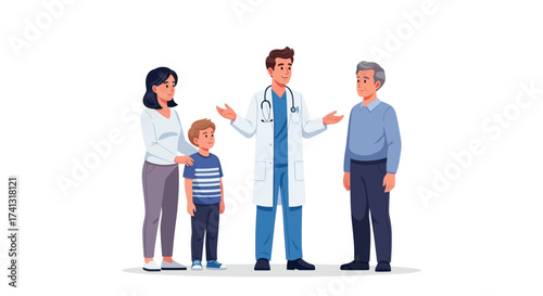 Doctor Explaining to Family and Patient Medical Consultation.