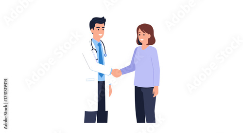 Doctor and Patient Shaking Hands Medical Consultation Healthcare Professional Patient Care Trust and Agreement.