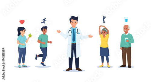 Doctor Presenting Healthy Lifestyle Choices to Patients.