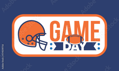 Game Day. American football playoff. Super Party in United States. Final game of regular season. Professional team championship. Ball for american football. Sport poster. Vector illustration