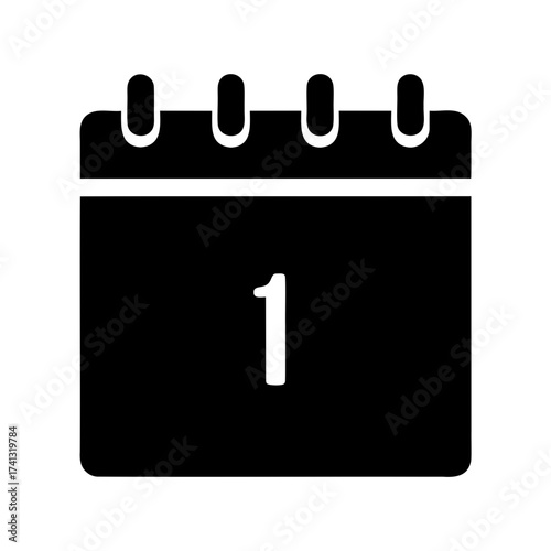 A simple flat vector illustration of a calendar showing the first day