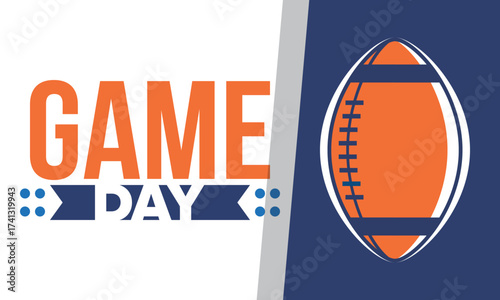 Game Day. American football playoff. Super Party in United States. Final game of regular season. Professional team championship. Ball for american football. Sport poster. Vector illustration