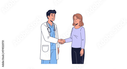 Doctor and Patient Shaking Hands in Medical Consultation.