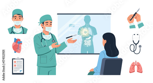 Doctor Explaining Medical Diagnosis to Patient with Diagram.