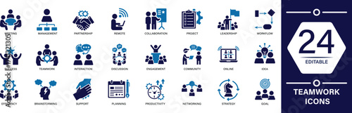  Teamwork Icon Set teamwork, collaboration, leadership, meeting, partnership, management, success, goal, planning, brainstorming, discussion, and project planning visuals. best icon. 