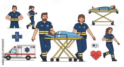 Emergency Medical Responders and Ambulance Team in Action.