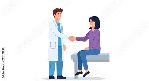 Doctor Shaking Hands with Patient in Medical Consultation.
