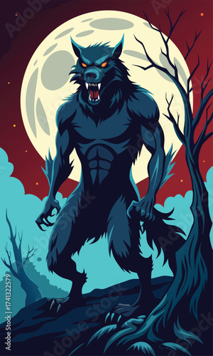 werewolf howling under full moon wallpaper.