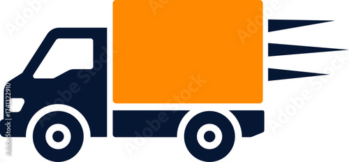 Minimalist logo for a goods transport company, without text or circle. It represents a stylized truck with dynamic lines to evoke speed and reliability.