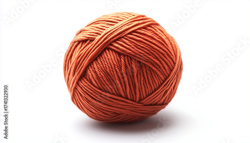 Ball of brown yarn isolated on white