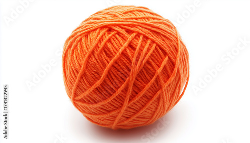 Ball of orange yarn isolated on white