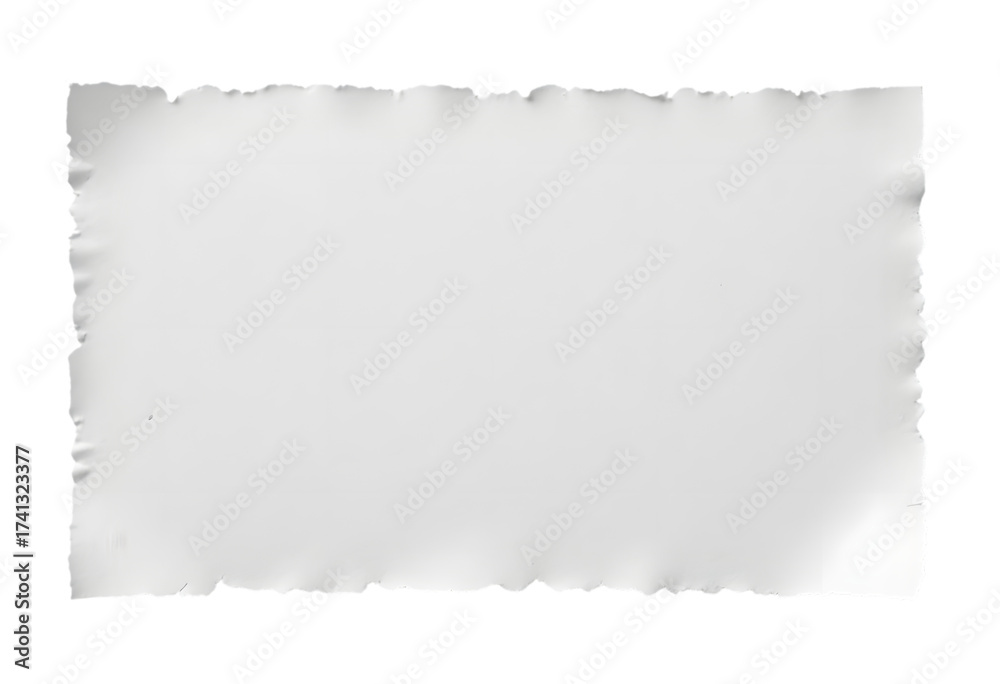 Obraz premium Versatile blank white paper with distressed, ragged edges on an isolated background, perfect for adding a vintage or antique aesthetic to creative design projects and digital layouts