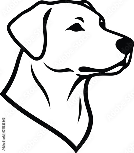 This striking line art illustration features the profile of a dog, highlighting its distinctive features and character.