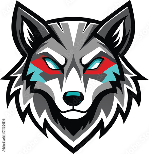 Wallpaper Mural  wolf head symbol with striped. Torontodigital.ca