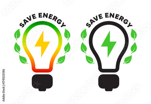 Save energy symbol. Renewable energy signs