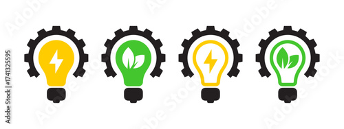 Green energy bulbs. Renewable energy signs