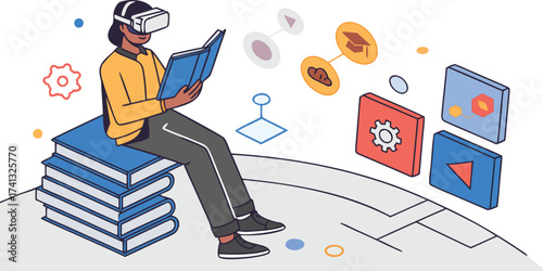 Online Education and Digital Learning Illustration