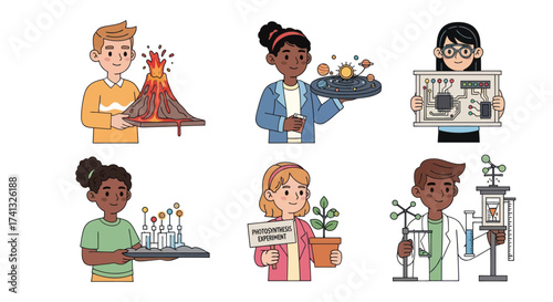 Diverse Scientists Presenting Science Experiments and Concepts.