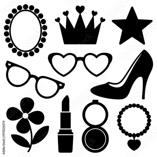 Collection of fashion and beauty elements