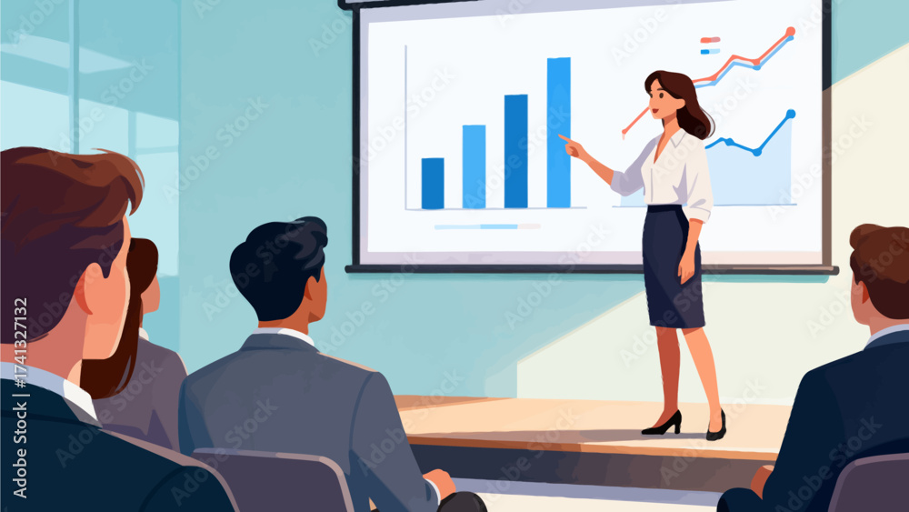 Obraz premium Woman presenting data to audience
