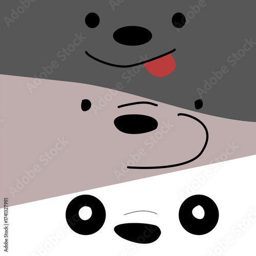 vector illustration of bear and panda