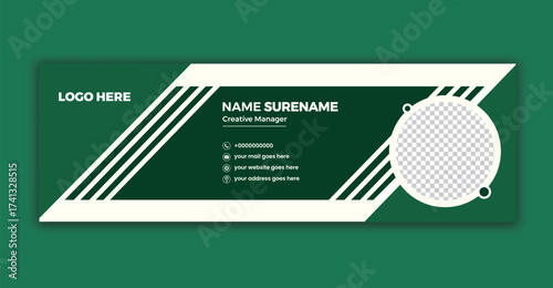 Modern Green Email Signature Design with Space for Logo and Information